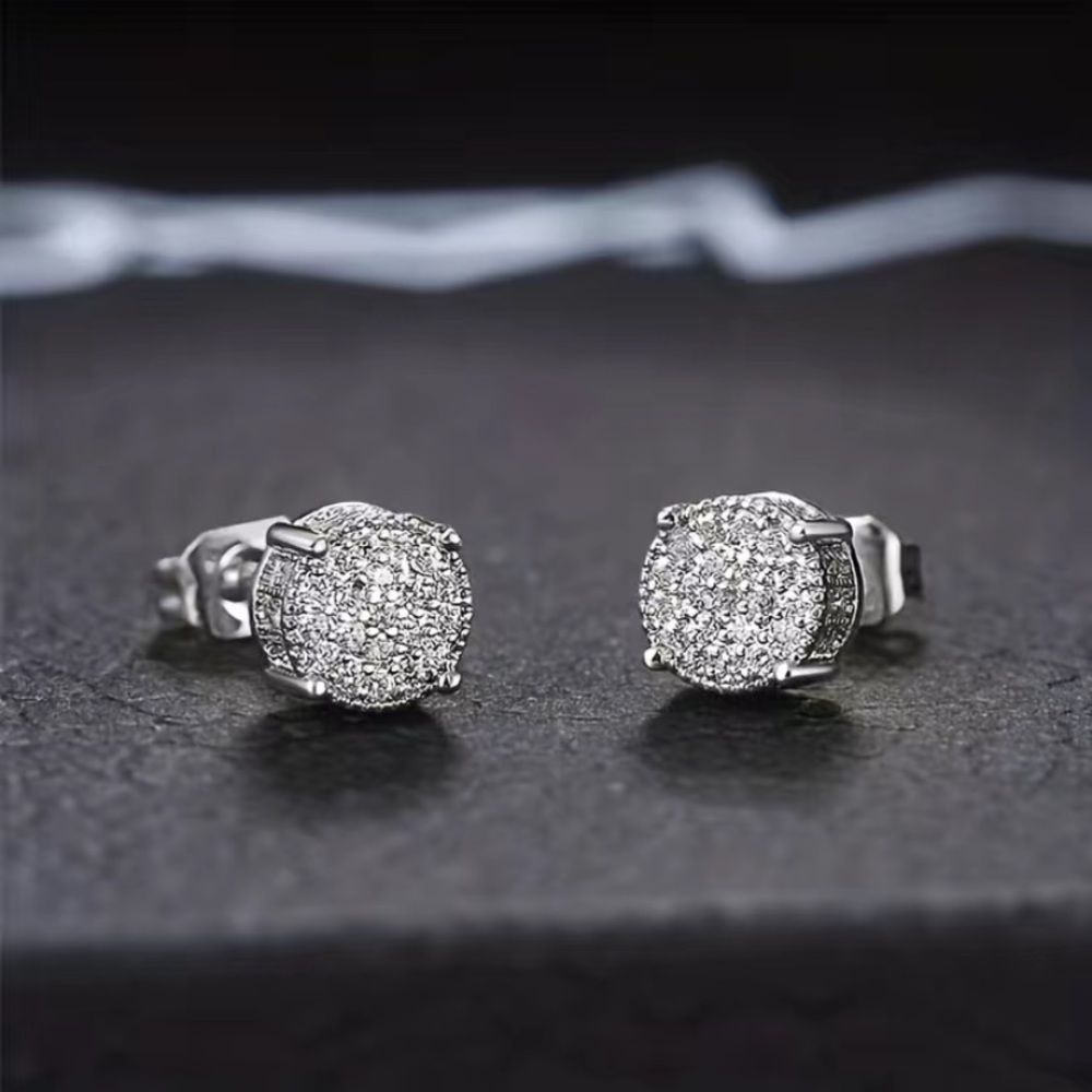 🌹special 🌹New 2pcs/pair Silver color Stud Earrings For Men And Women